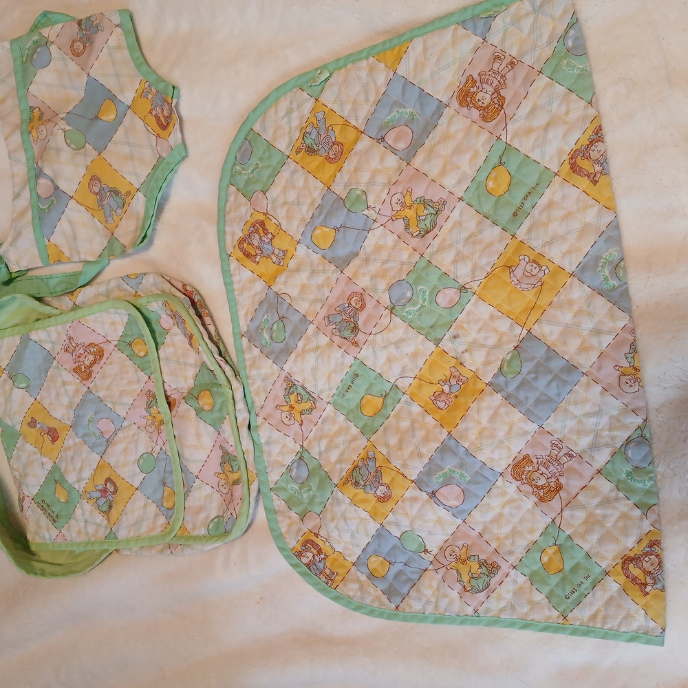 Quilted Baby Blanket and Bib Set